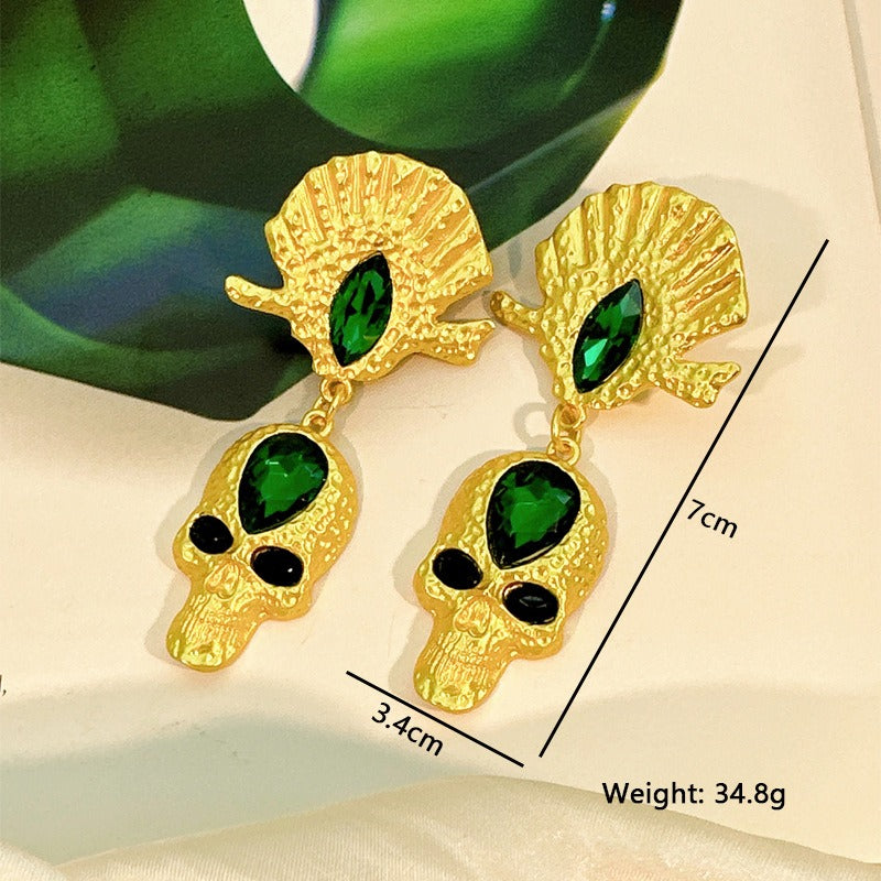 Fashion diamond studded skull earrings