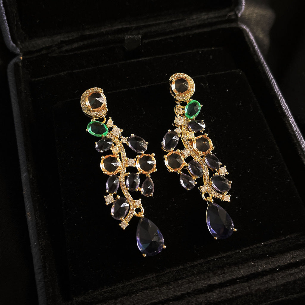 Luxurious colorful purple earrings long banquet dress temperament earrings earrings earrings jewelry for women