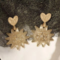 Retro Fashion Alloy Sunflower Pendant Heart Earrings