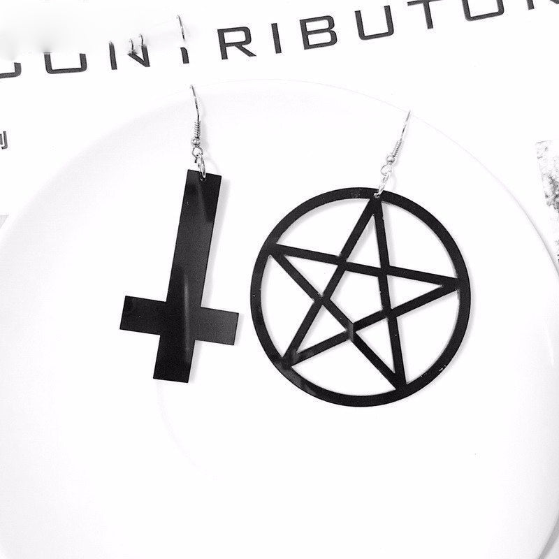 Acrylic Jewelry Custom Cross Drop Earrings for Women Brincos HipHop Pentagram Large Earring Woman Pendientes Oorbellen