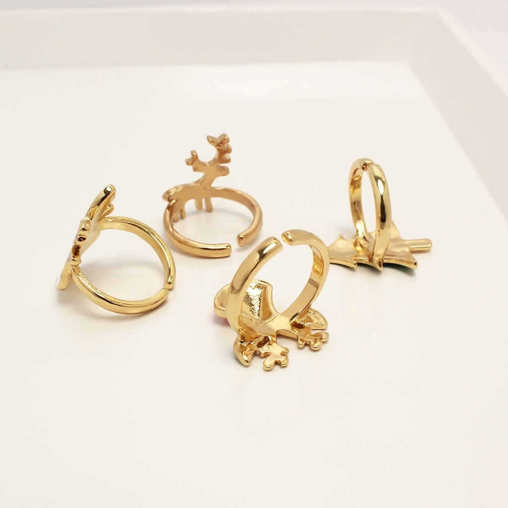 Cute Santa Claus Christmas tree multi style cartoon rings