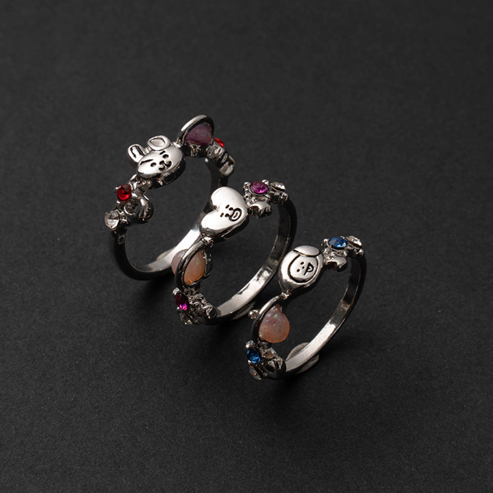 Official same ring Bulletproof Youth League peripheral jewelry ring Korean version cartoon cute couple gift
