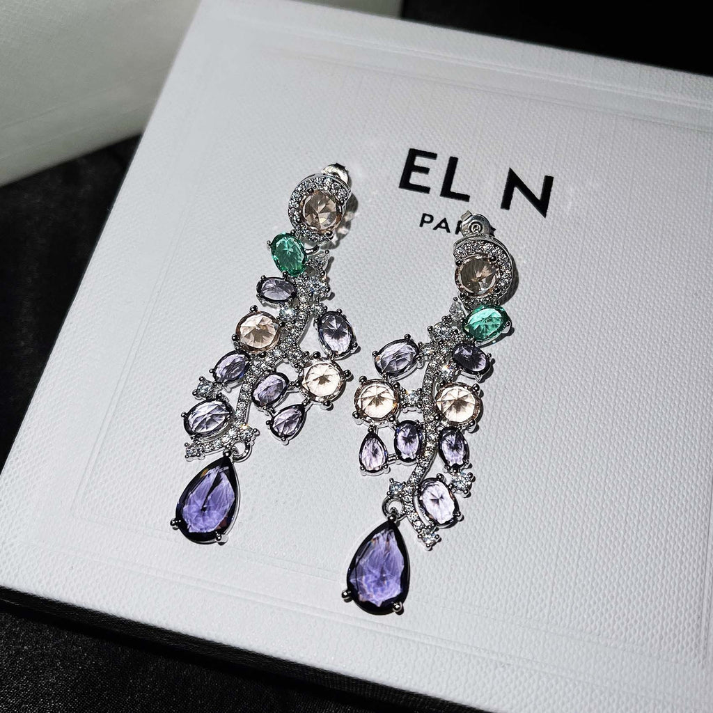 Luxurious colorful purple earrings long banquet dress temperament earrings earrings earrings jewelry for women