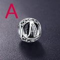 Real 925 Sterling Silver Vintage Clear Letter Bead Charms Fit Pandora Women Charm Bracelets Silver Jewelry