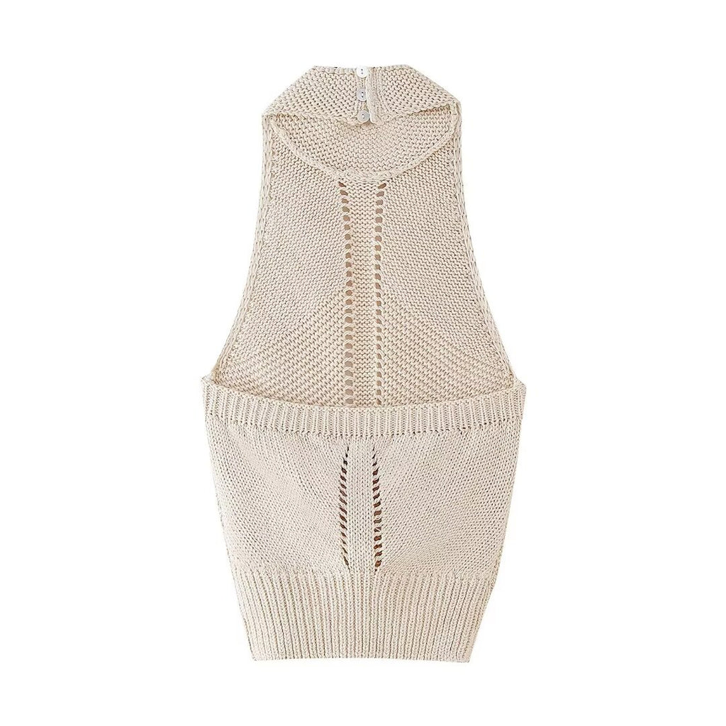 Women's Street Fashion Knitted Hanging Neck Top