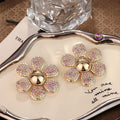 Flower earrings exaggerate colorful daisy personality earrings with diamond embellishments for women