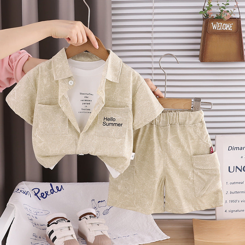 Baby summer casual thin shirt three piece set