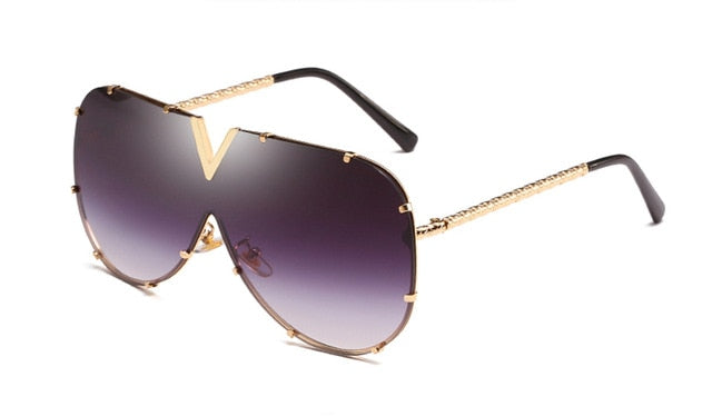 LEIDISEN  One Piece Sunglasses Men Brand Designer High Quality Oversized Sunglasses For Women Sunglass Metal UV400 Mirror