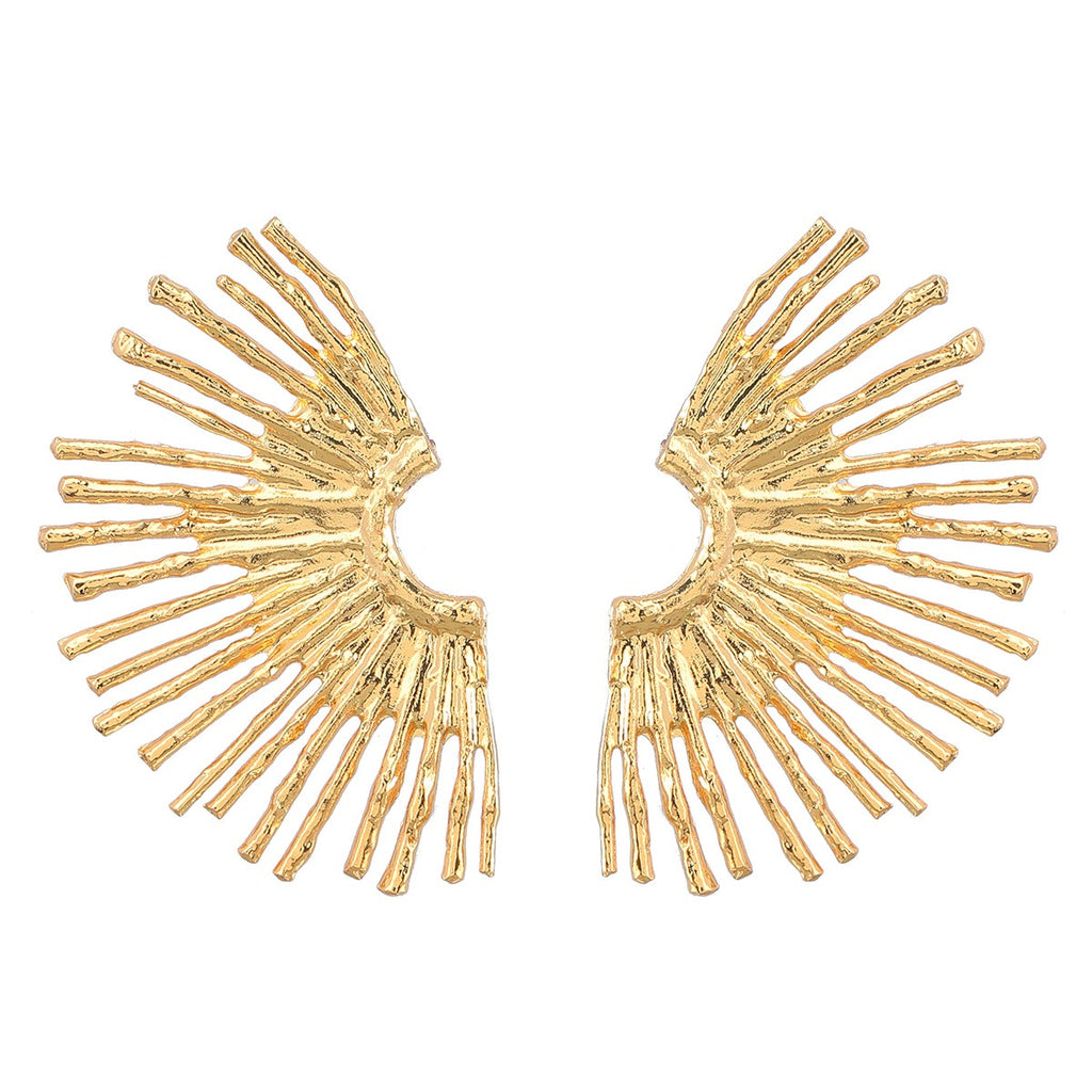 Exaggerated alloy half edge sunflower earrings for women's retro earrings