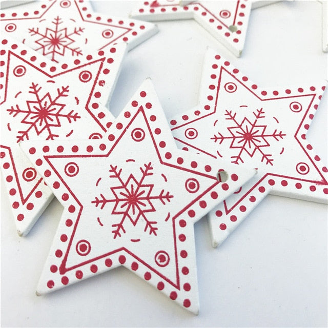 10pcs New Year Natural Wood Christmas Tree Ornament Wooden Hanging Pendants Gifts Snow Elk Christmas Decora adornos de navidad