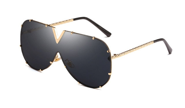 LEIDISEN  One Piece Sunglasses Men Brand Designer High Quality Oversized Sunglasses For Women Sunglass Metal UV400 Mirror