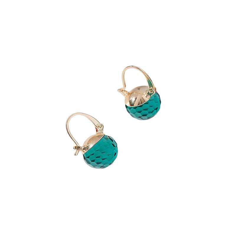 Fashionable round crystal earrings for women's spherical earrings