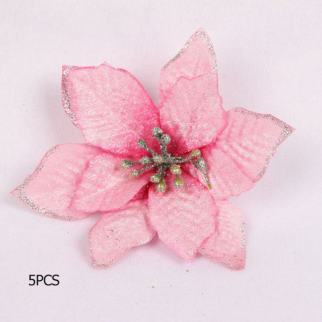 10PCS Artificial Flowers Christmas Tree Ornaments Christmas Decorations for Home Xmas Tree New Year Decor Navidad 2019 natale