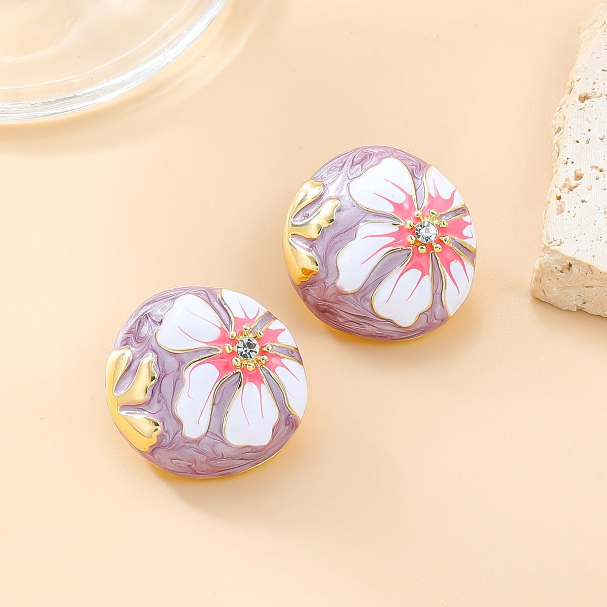 Dripping Oil Earrings for Female Bohemian Flower Earrings