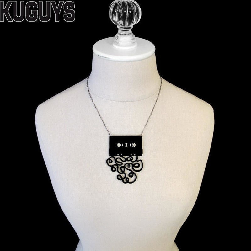 Black Tape Pendant Necklaces for Women Fashion Jewelry Link Chain Trendy Originality Necklace Gift Woman Accessories