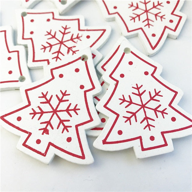 10pcs New Year Natural Wood Christmas Tree Ornament Wooden Hanging Pendants Gifts Snow Elk Christmas Decora adornos de navidad