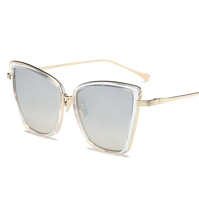 Big Cat Eye Sunglasses Women Black Mirror Sun Glasses Fashion Brand Designer High Quality Vintage Sunglass