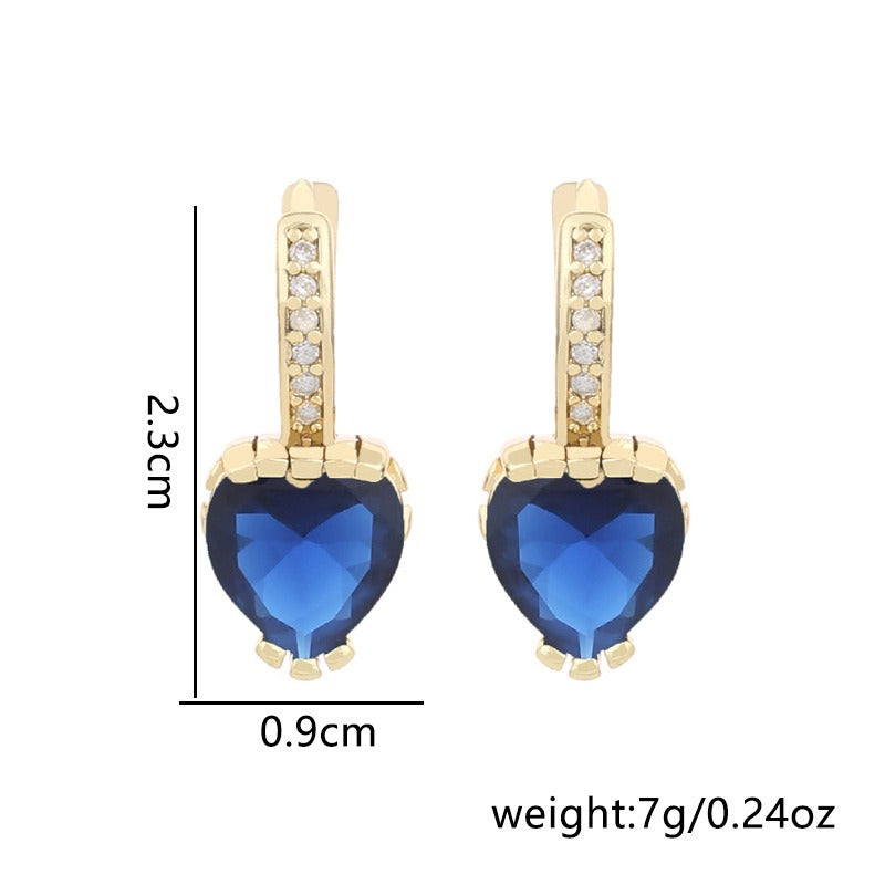 Fashion Heart Shaped Zircon Earrings