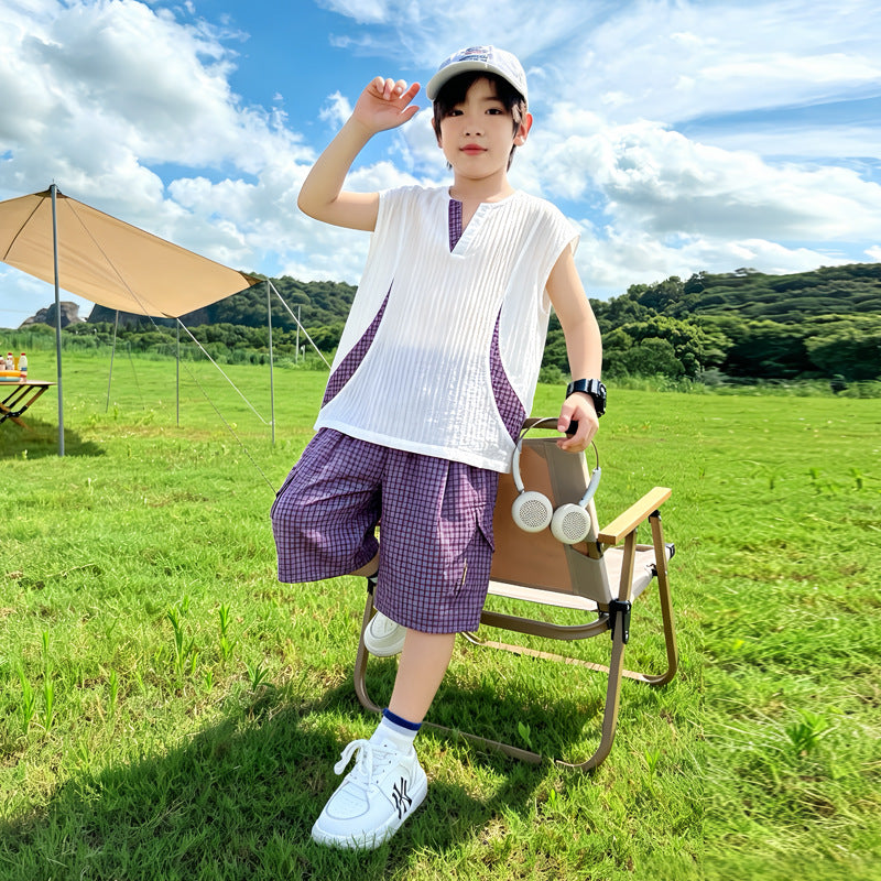 Boy's Sleeveless Vest and Shorts Set