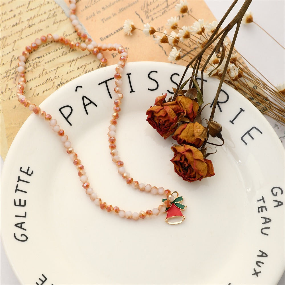 Christmas Necklace Santa Claus Little Snowman Elk Pendant Rice Bead Necklace Christmas Gift