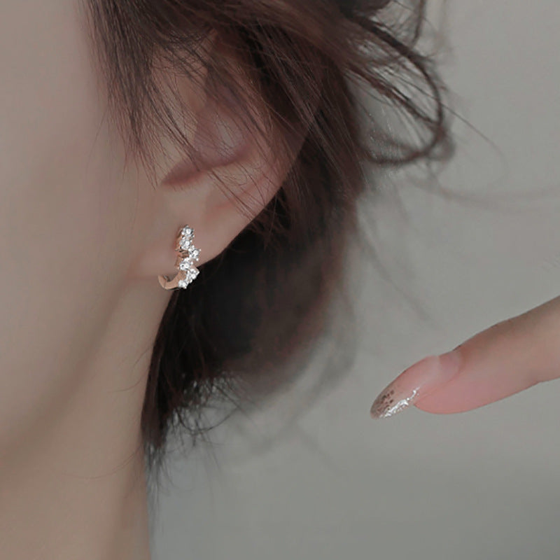 Sparkle Crystal Stud Earrings Minimalist Small Zircon Ear Rings,Unique Design Jewelry