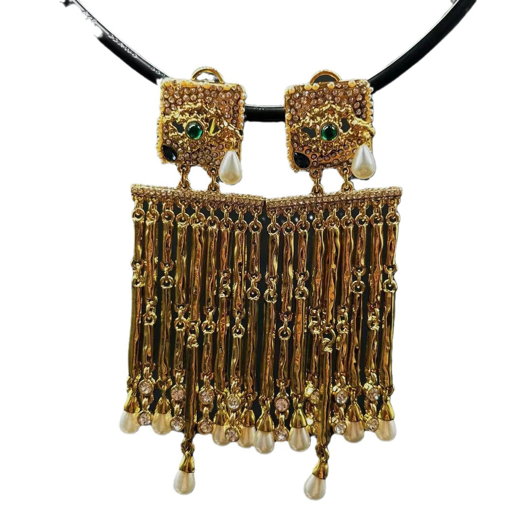Tassel long European and American exaggerated eye earrings earrings earrings