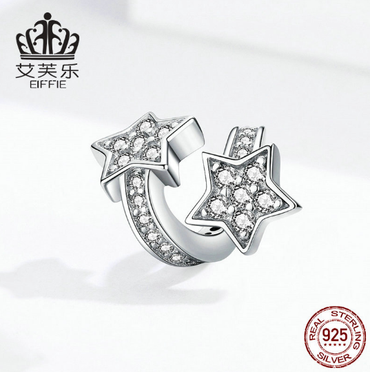 New Original Design Star Beaded Handmade DIY Accessories Platinum Plated Loose Beads Set with Zircon Silver Beads