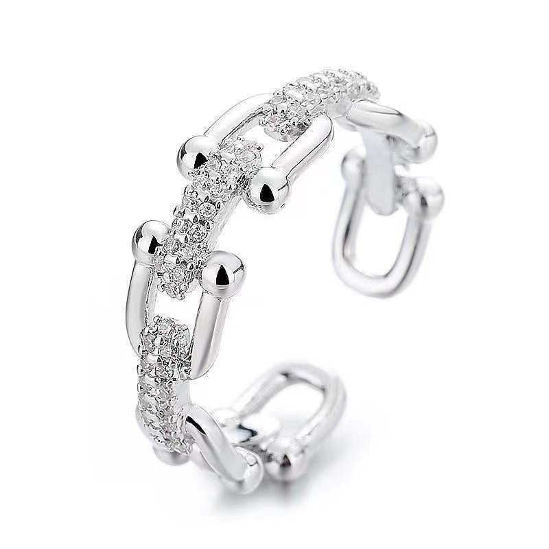 Micro inlaid zircon chain splicing ring