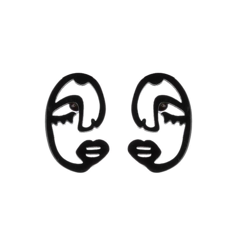 Fashion Girl Face Abstract Stud Earrings for Women Simple Human Face Asymmetry Earings Elegant Female Ear Jewelry Gifts