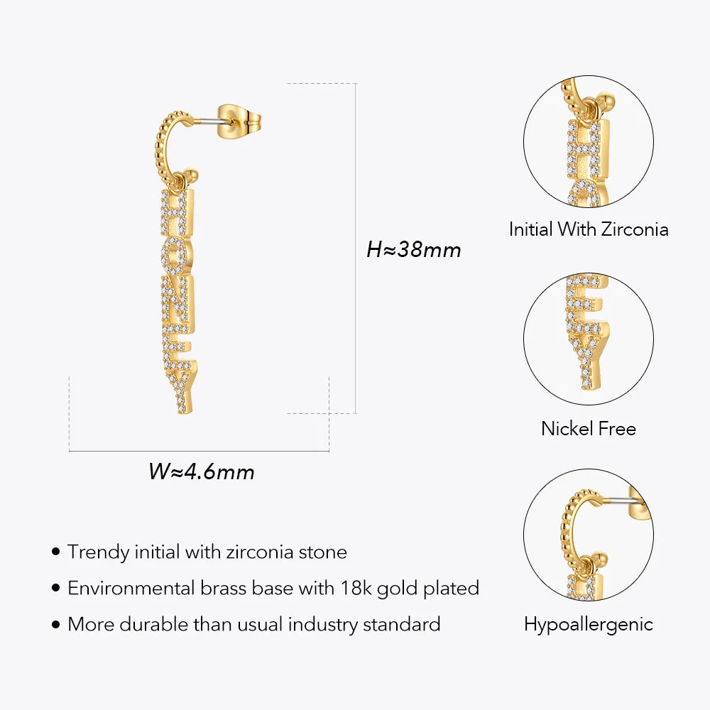 Gold Color Initial Dangle Earrings For Women Letter Drop Earings Set  Femme Fashion Jewelry