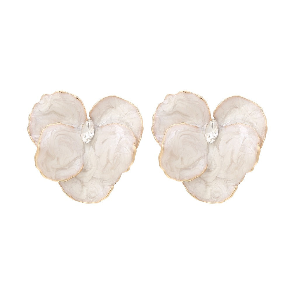 Alloy Drip Oil Flower Earrings Yellow Enamel Butterfly Petals Earrings