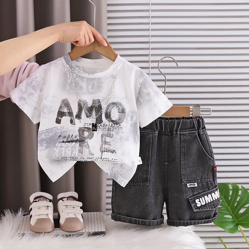 Boys' summer short sleeved two-piece set