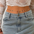 Bohemian style inlaid colorful crystal body chain ins style alloy versatile waist chain