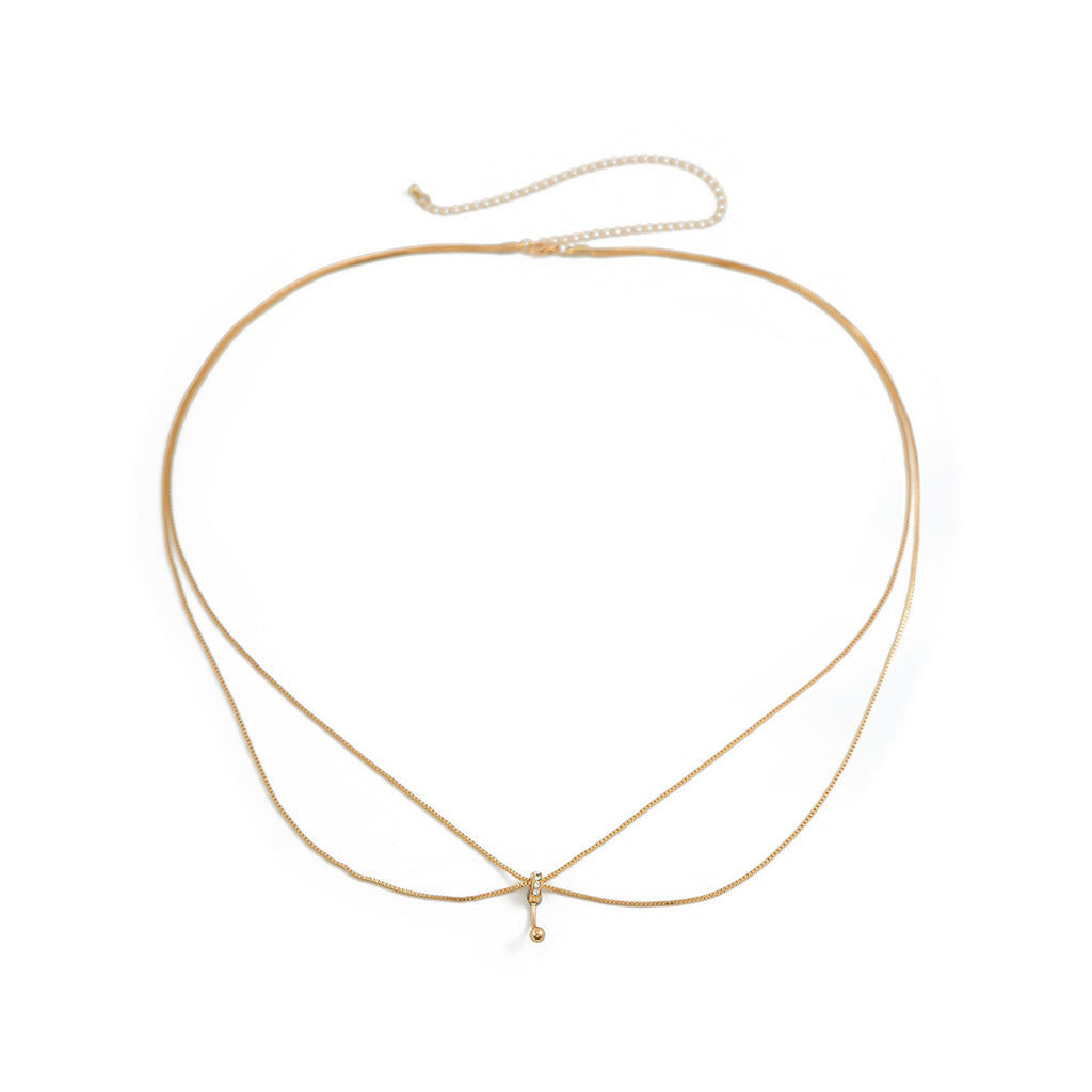 Thin chain belly button waist decoration body chain double-layer metal wind versatile waist chain