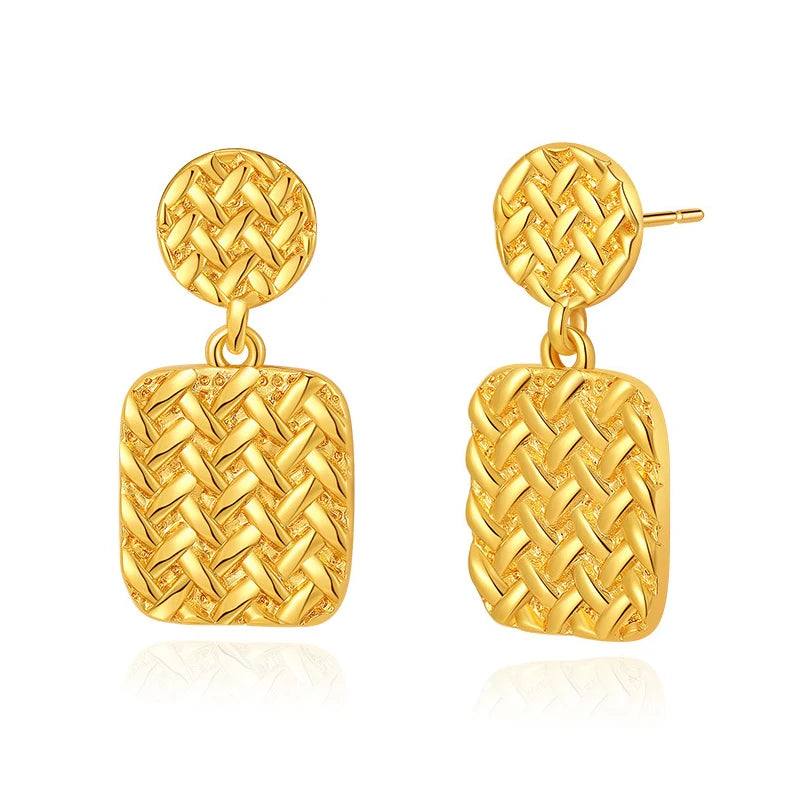Geometric Square Heavy Industry Earrings Metal Texture Earrings