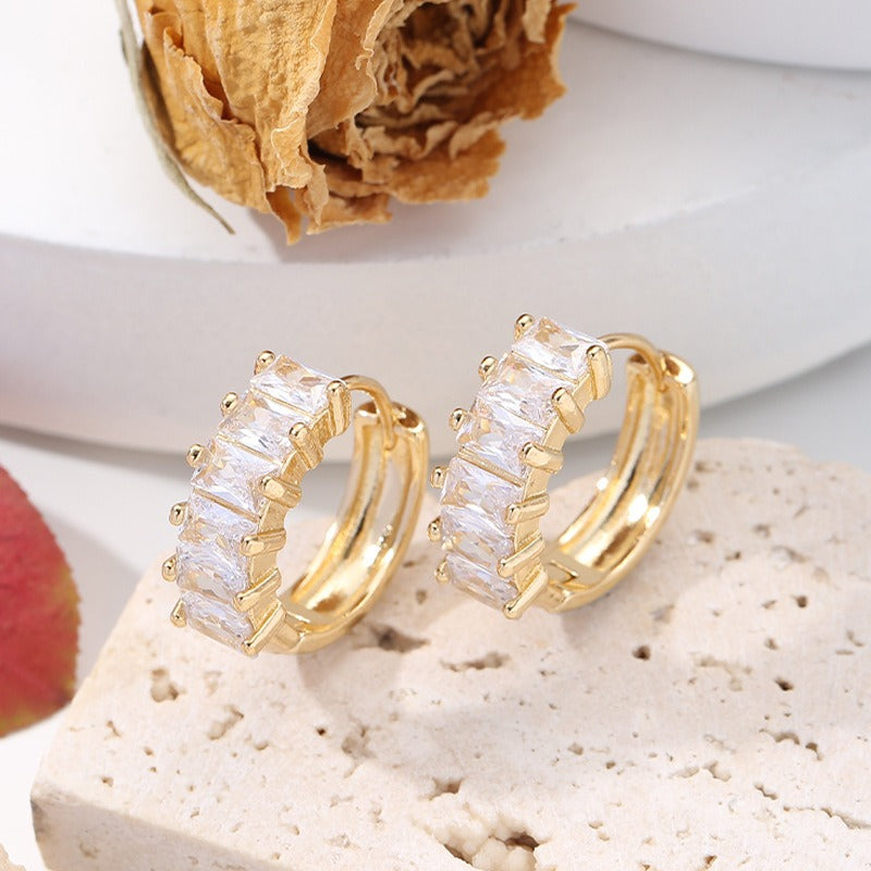 Fashion Gold Micro Set Zircon Earrings