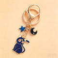 Cute Cat Keychain Cartoon Silly Moon Cat Star Metal Lobster Clasp Bag Charm
