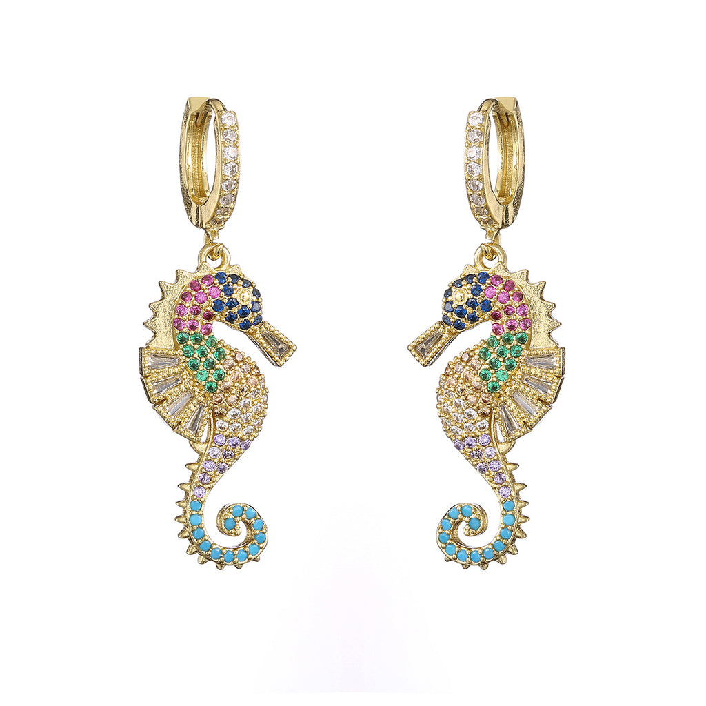 European and American niche light luxury seahorse earrings for women INS trendy personality high-end earrings new