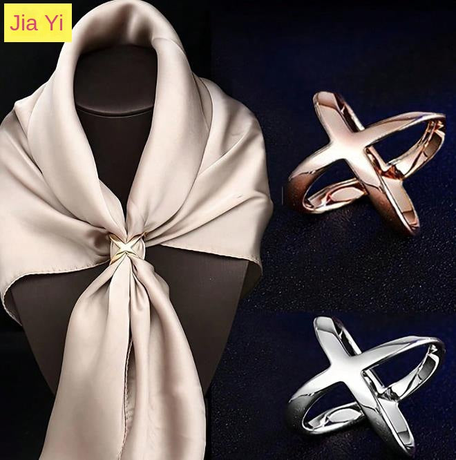 Creative Rice King Star Gold-Plated Scarf Buckle Multi-Purpose X Cross Hollow Smooth Surface Scarf Square Shawl Buckle