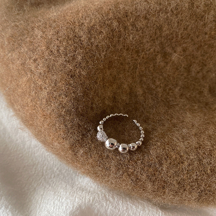 Niche Full Diamond Metal Ball Ring Set Female Personality Simple And Versatile Temperament Fashion Ring