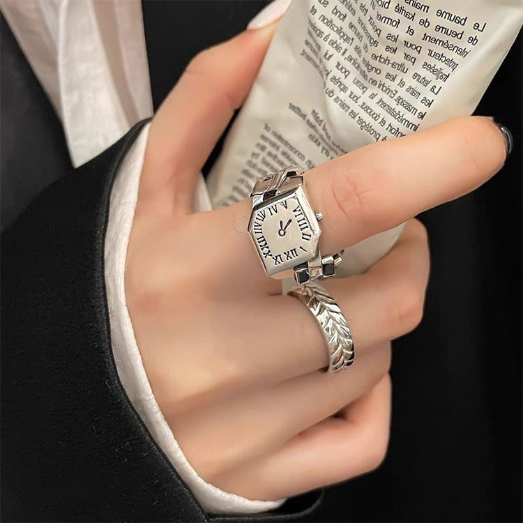 Small design sense clock ring set female Korean retro personality simple and versatile temperament fashion ring