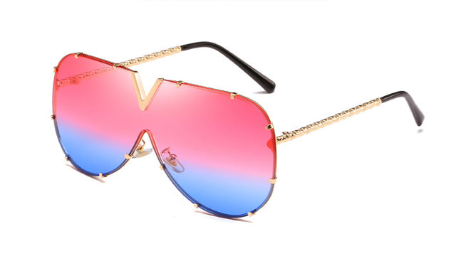 LEIDISEN  One Piece Sunglasses Men Brand Designer High Quality Oversized Sunglasses For Women Sunglass Metal UV400 Mirror
