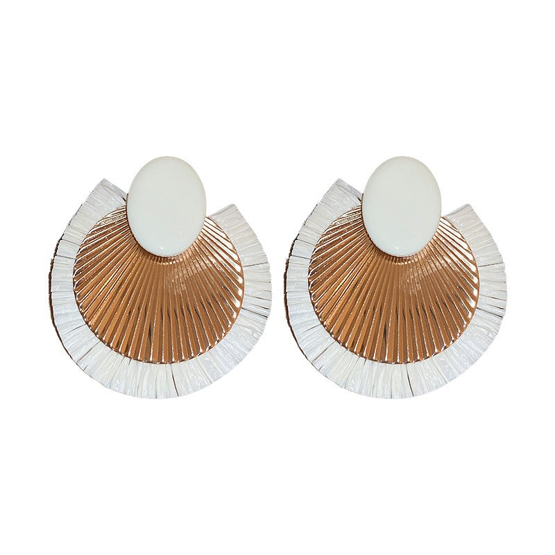 Weaving Retro Round Earrings | Handcrafted Boho Style