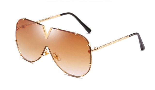 LEIDISEN  One Piece Sunglasses Men Brand Designer High Quality Oversized Sunglasses For Women Sunglass Metal UV400 Mirror