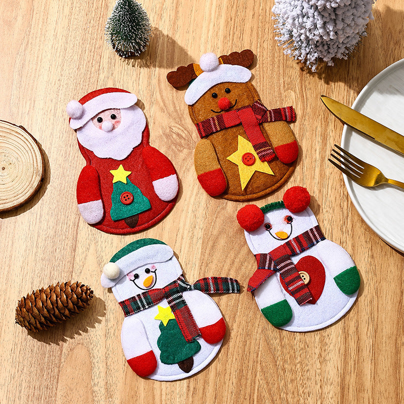 Christmas decorations, Christmas table decorations, Christmas cutlery sets, Santa Claus snowman knife and fork sets