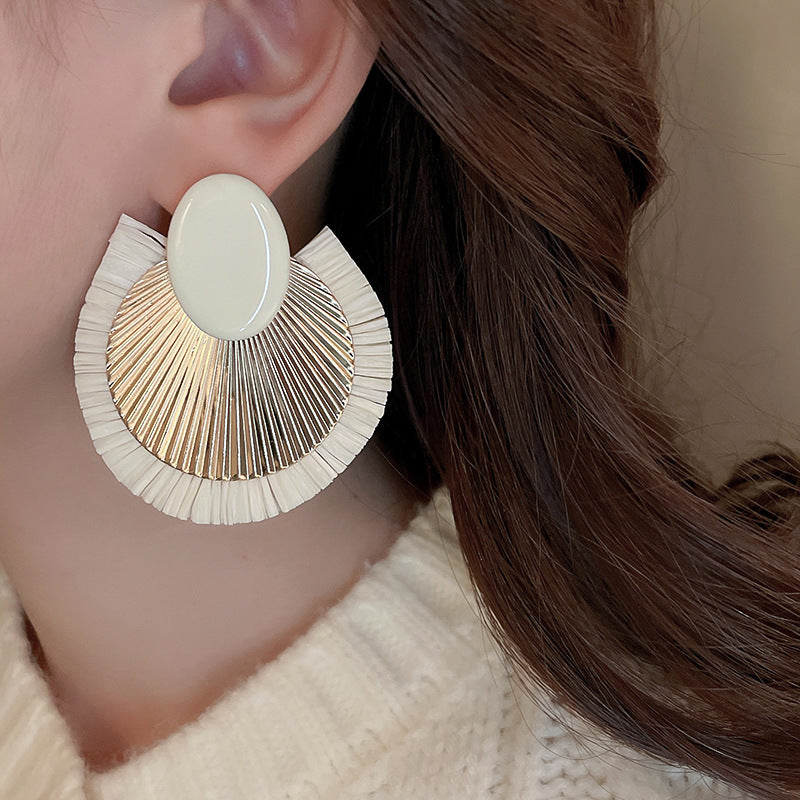 Weaving Retro Round Earrings | Handcrafted Boho Style