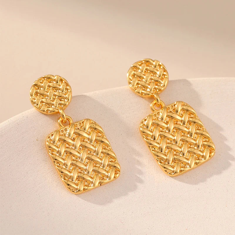 Geometric Square Heavy Industry Earrings Metal Texture Earrings