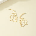 Individualized and exaggerated earrings with a female stroke facial sketch abstract figure earrings