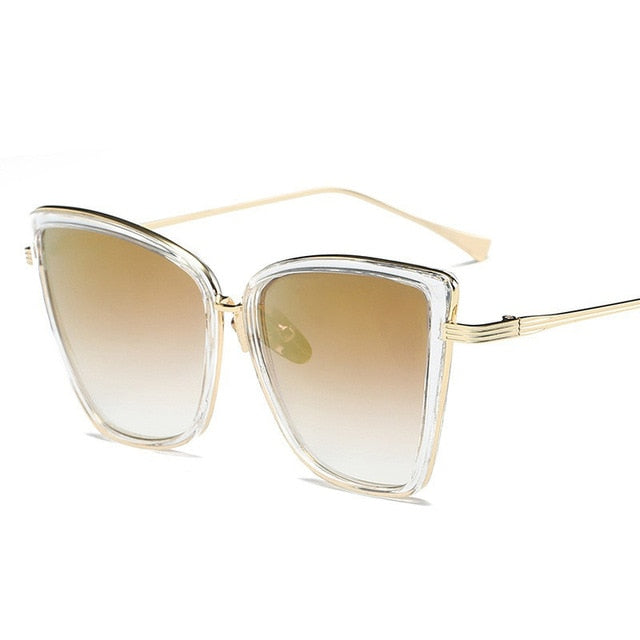 Big Cat Eye Sunglasses Women Black Mirror Sun Glasses Fashion Brand Designer High Quality Vintage Sunglass