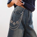 Punk style Moon Teeth Mushroom Cross Chain Pants Chain Street Fashion Multi layer Alloy Waist Chain